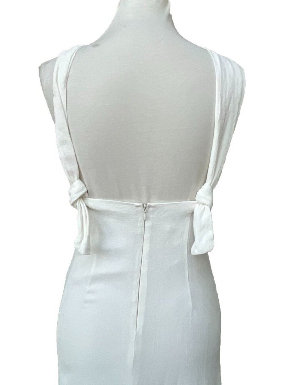 Stone Cold Fox Women’s White Rayon Palm Side Slit Halter Gown Dress Size 4 US - Picture 8 of 16